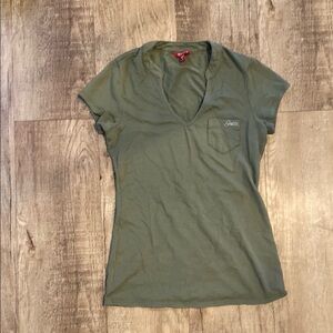 Olive Green Women's Y2K Guess Top